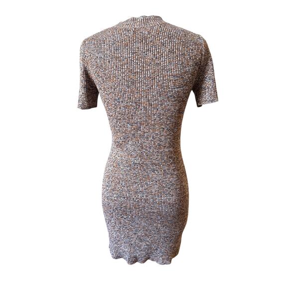 Madewell Ribbed Knit Fitted Dress in Marbled Brown Size Medium - Picture 4 of 7